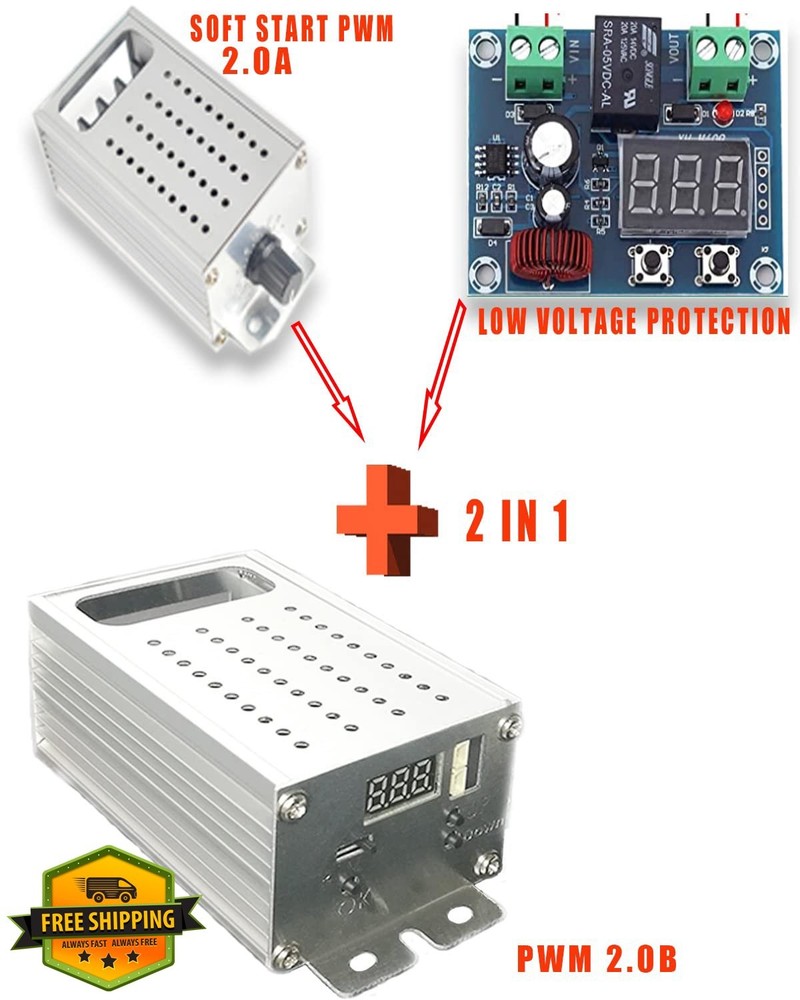 PWM DC Motor Speed Controller 9-70V 40A Soft Start Low Voltage Protect