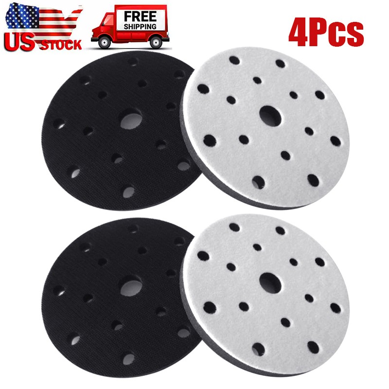 4Pcs 6" Hook & Loop Soft Sponge Sanding Disc Backing Pad Interface Pads 15-Holes