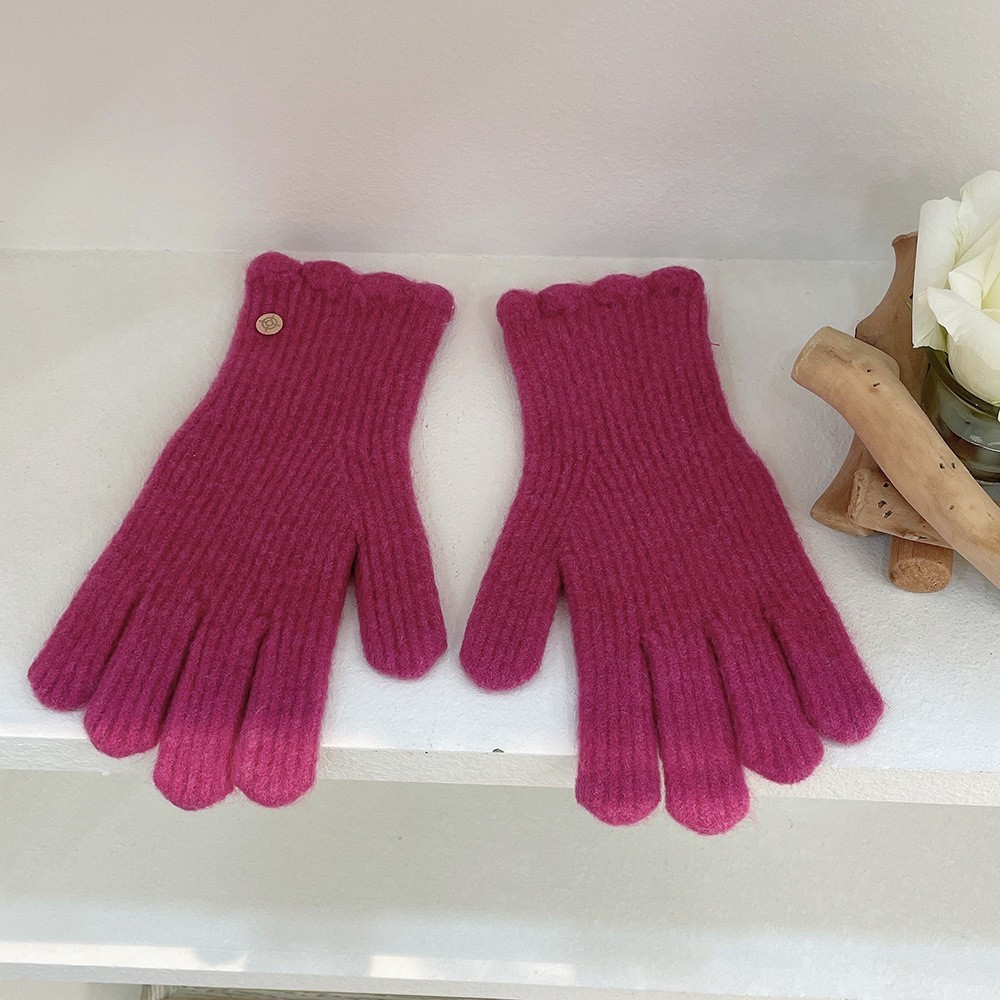 Solid color lace wool blend gloves