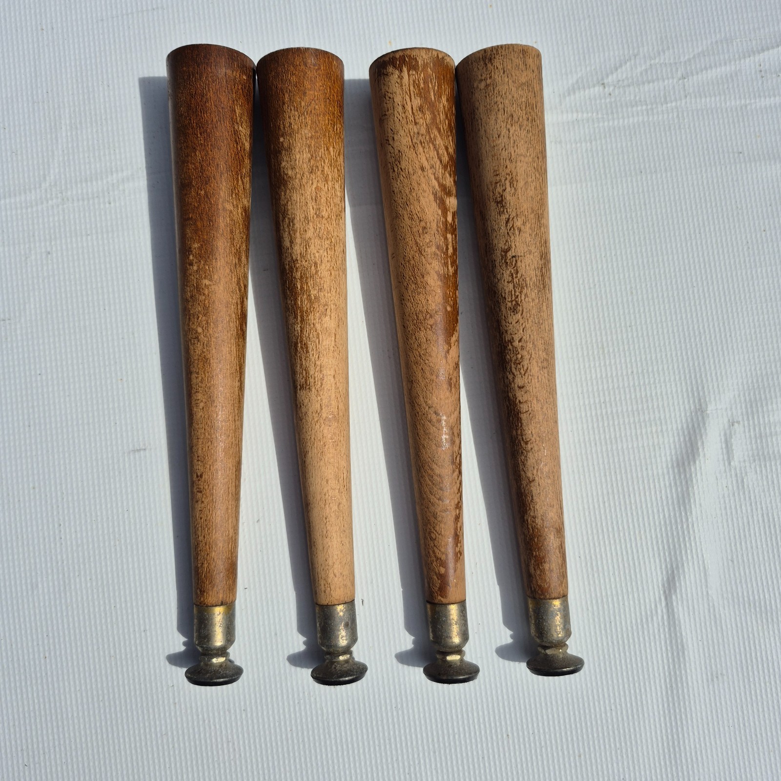 4 Mid Century Modern 12 1/2 Inch Table Legs Tapered, Wood Turned 1950s - 60s