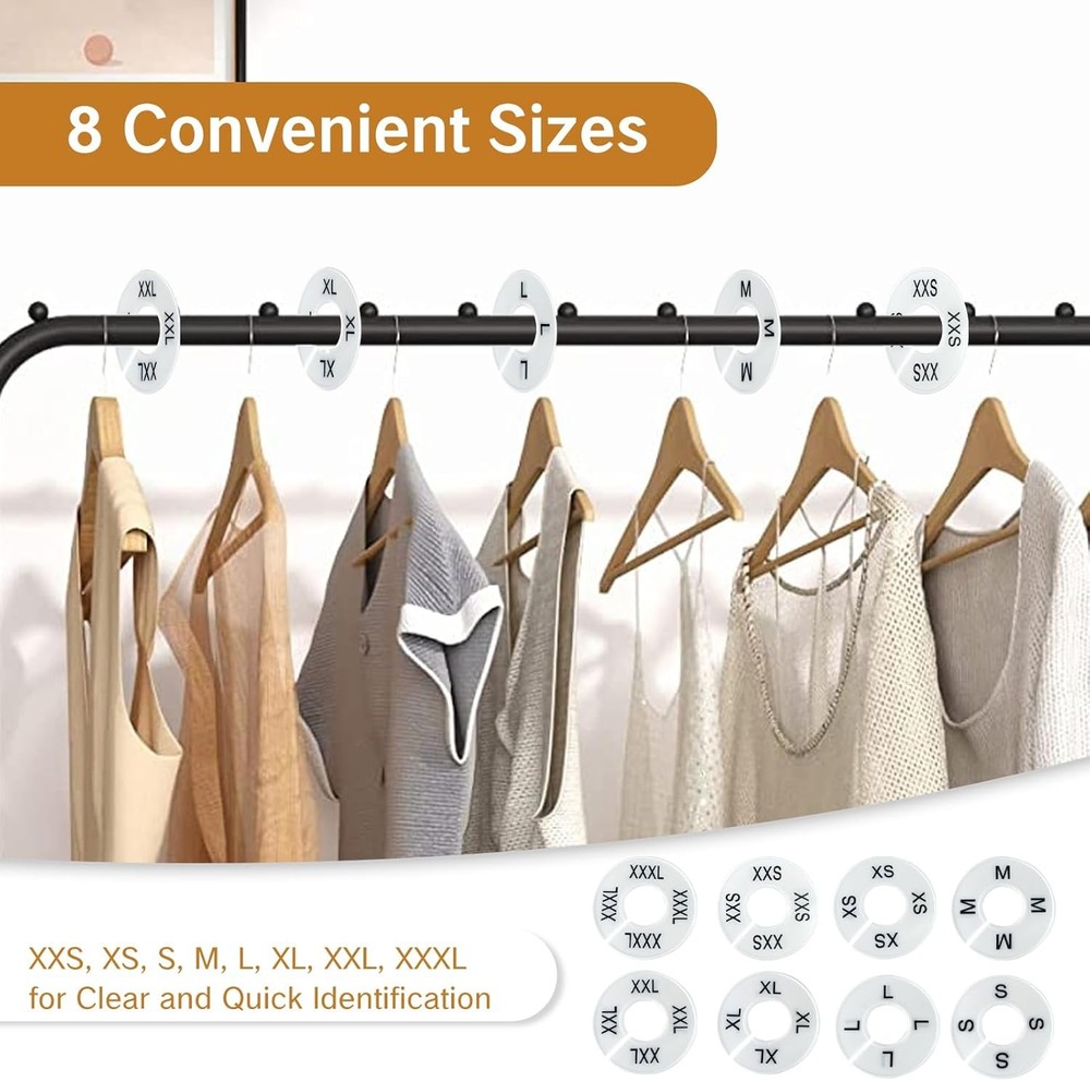 BRBASAP 8pc Closet Divider Rings Size Tags