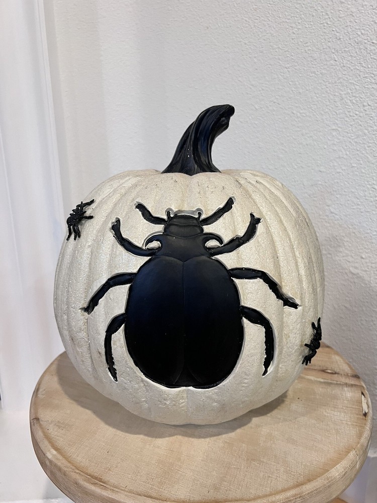 13” Spider Pumpkin - White Glitter