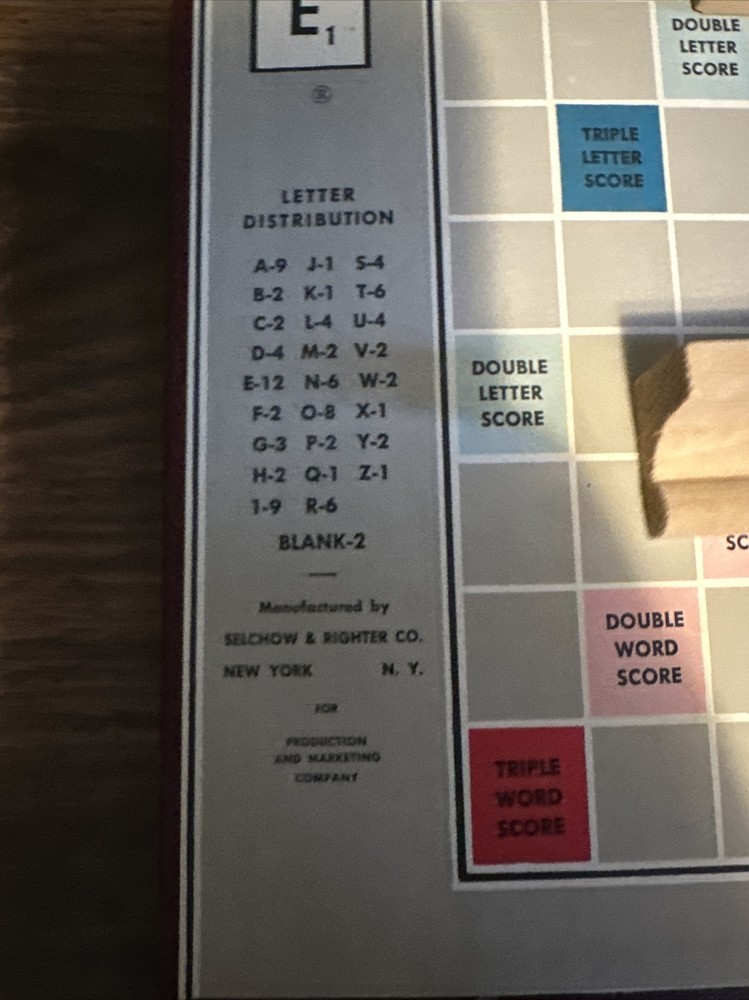 1953 Vintage Scrabble Game Maroon Box