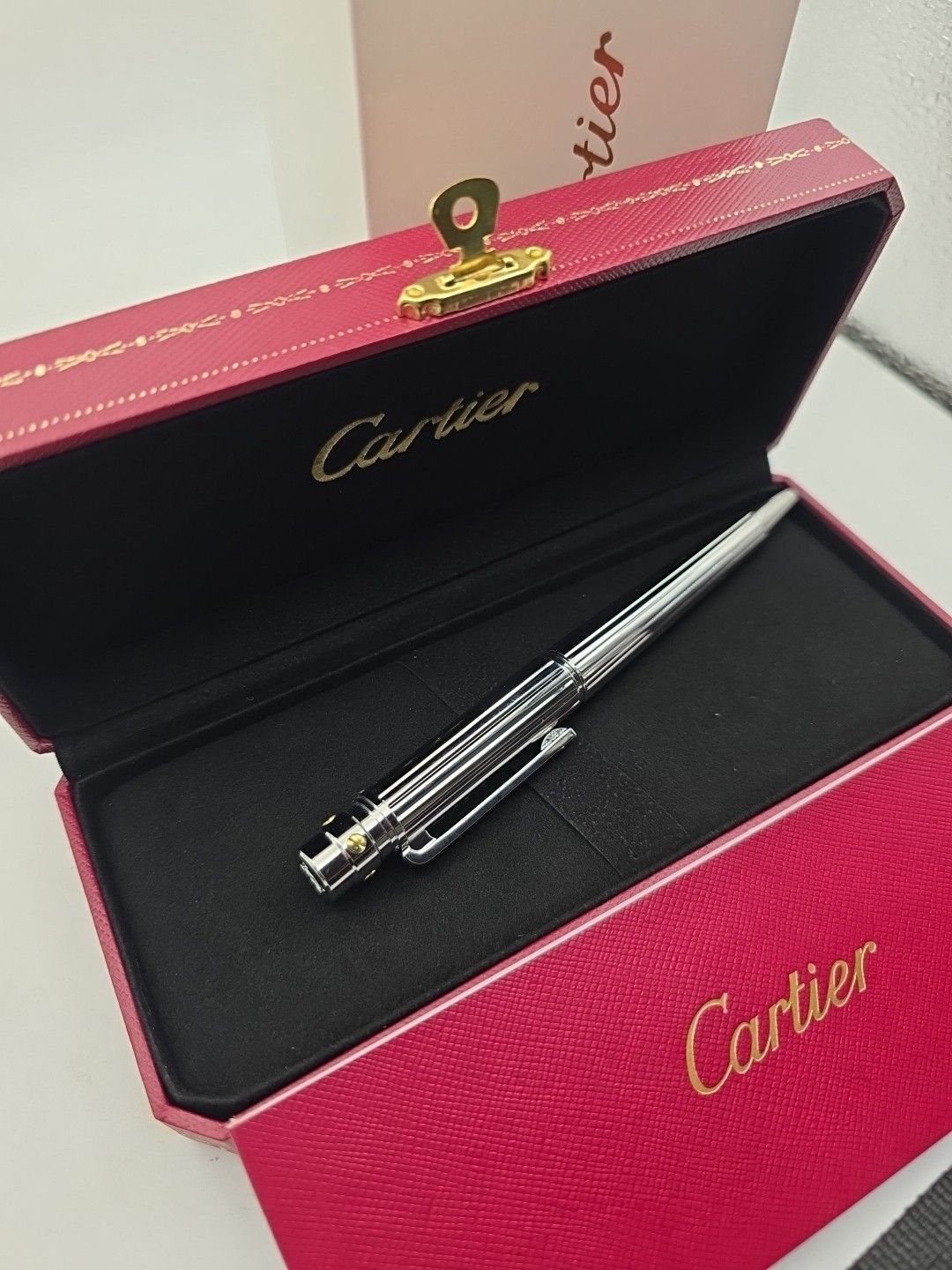 Cartier ballpoint pen Santos Silver with box and user guide new