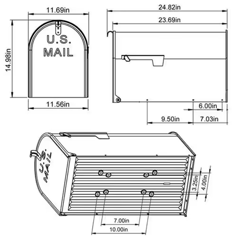 Stanley Gray Extra Large Steel Post Mount Mailbox
