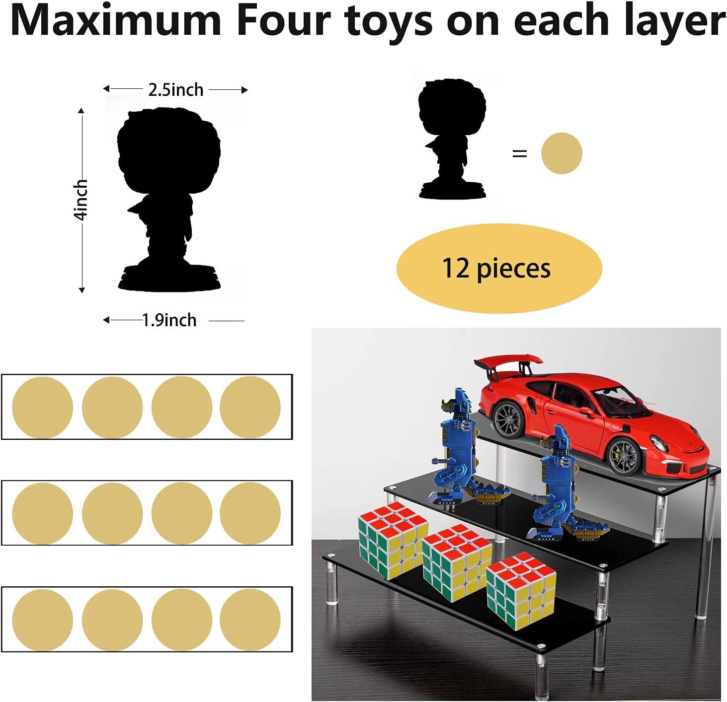 Black Acrylic Shelf Riser 3 Tier Perfume Organizer Cologne Display Stand Large