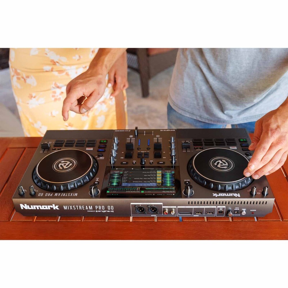 Numark MIXSTREAM PRO GO Battery Powered Streaming DJ Controller w Studio Moni...