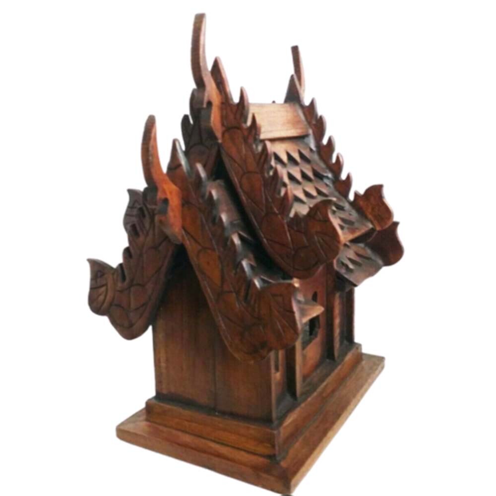 Home Collectibles Thai Small Temple Buddha Wooden Spirit House Buddhist Handmade