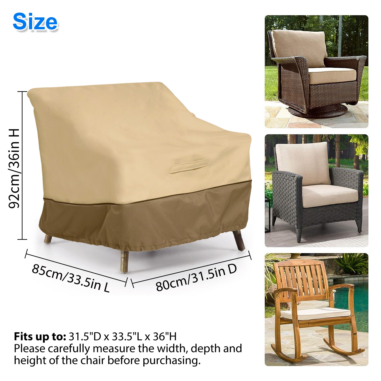 Heavy Duty Patio Chair Cover Waterproof Outdoor Garden Lawn Furniture Protector