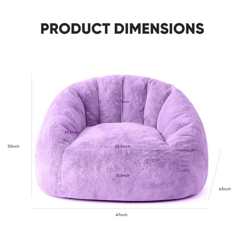 Bean Bag Chair, Shell-Shaped Bean Bag Couch for Adults, Giant Bean Sofa Purple