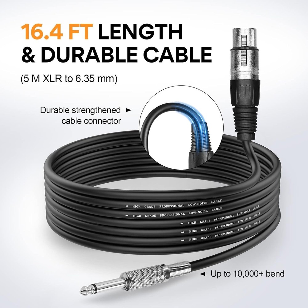 16.4ft XLR Wired Microphone with Cardioid Pattern for Superior Vocal Performance