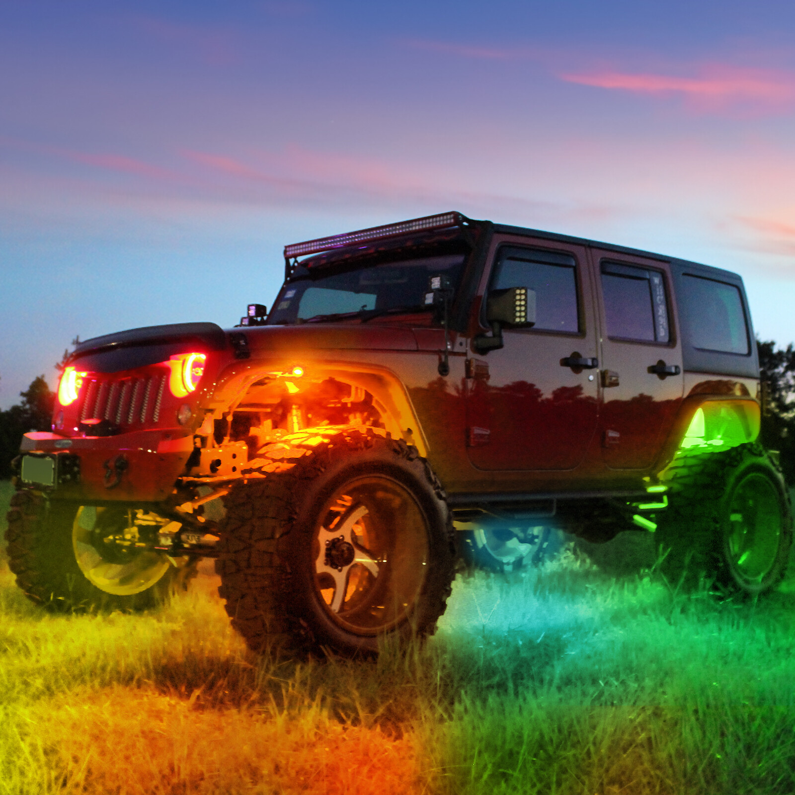 MICTUNING 8 Pods RGB+IC Chasing LED Rock Lights - Underglow Neon Light Kit Truck