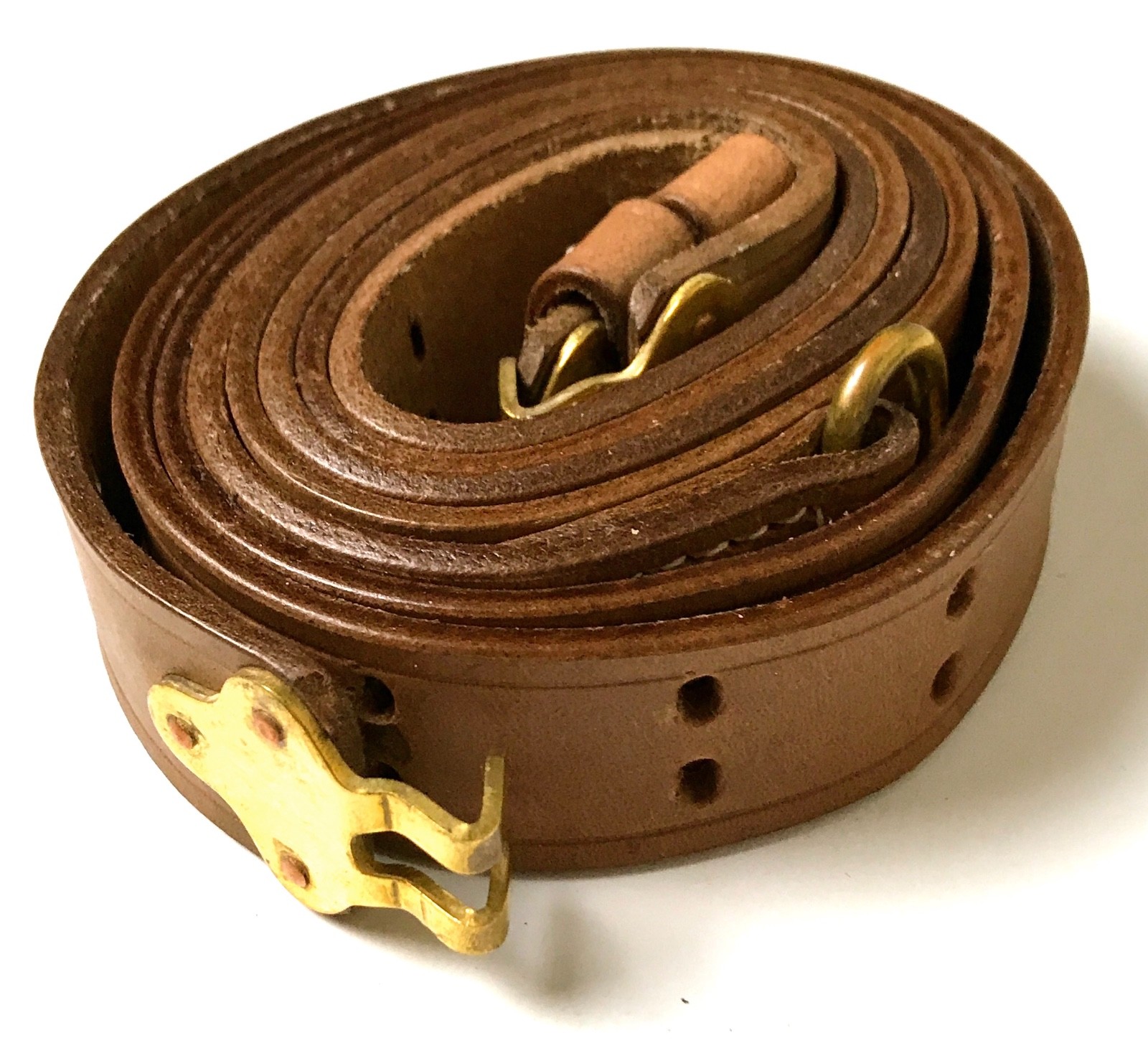 WWI US M1903 SPRINGFIELD REMINGTON RIA RIFLE CARRY SLING-LIGHT BROWN LEATHER