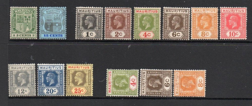 MAURITIUS M/M KGV DEFINITIVES SELECTION