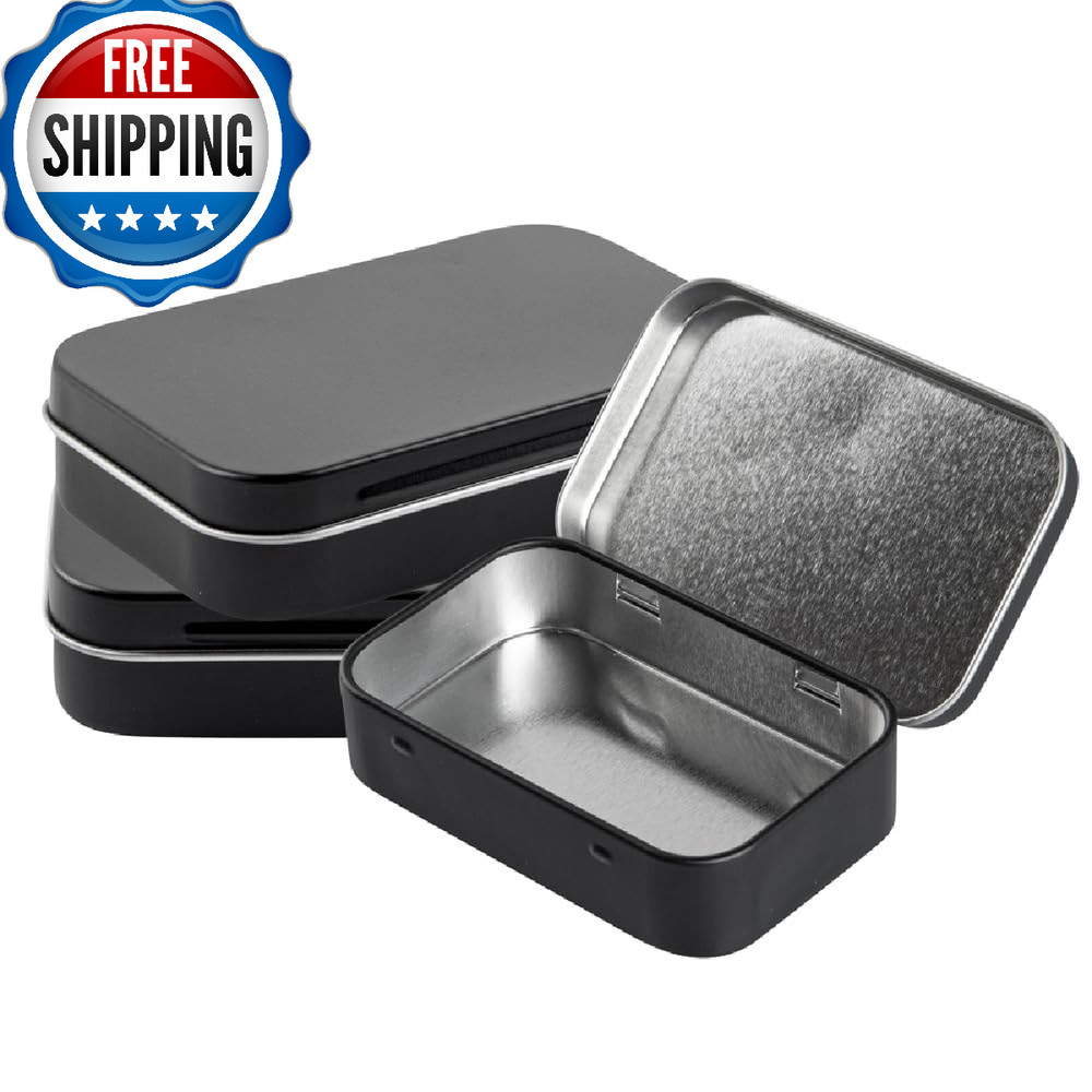 Restaurantware RW Base 4.5oz Rectangular Black Tin Containers - 10-Pack