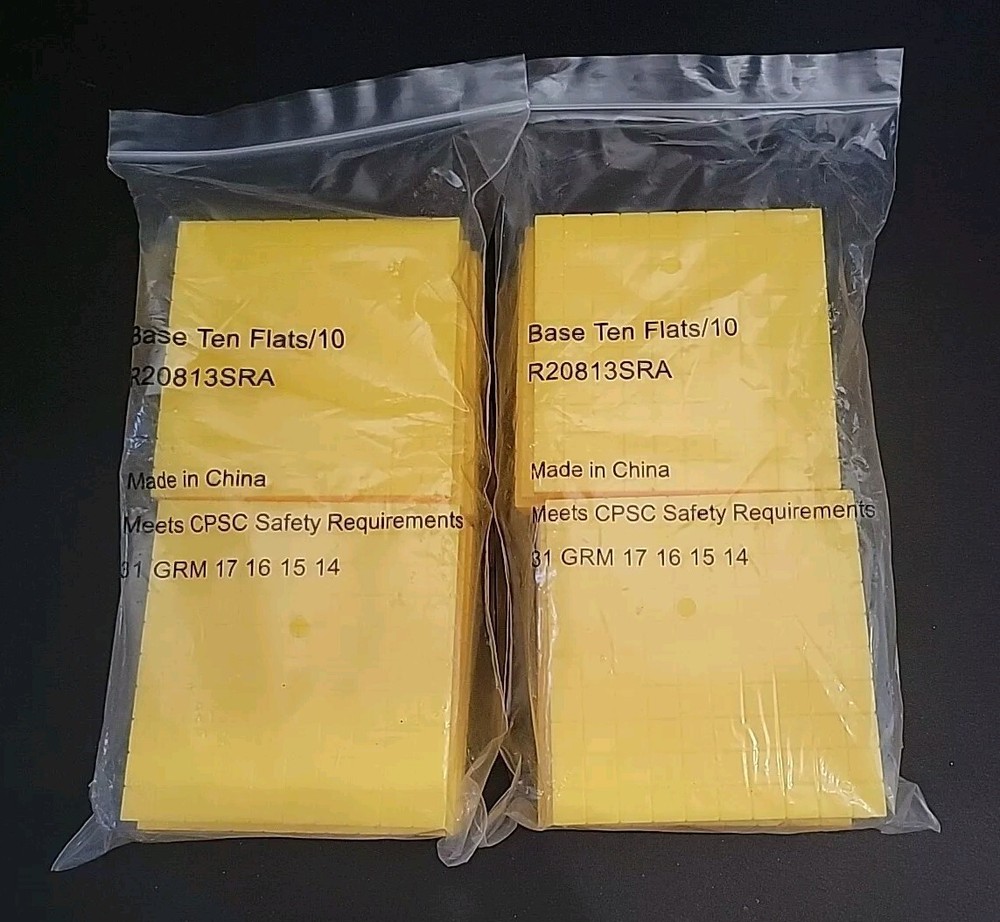 Math 524pc Base Ten Learning Blocks Teaching Cubes Blocks Blue Yellow + Bonus