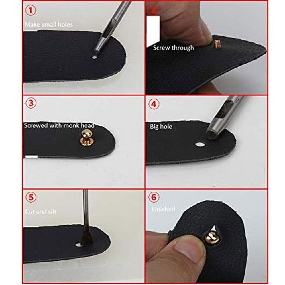 50pcs M3 Round Head Solid Brass Stud Screw Rivet Chicago Button Leather Craft
