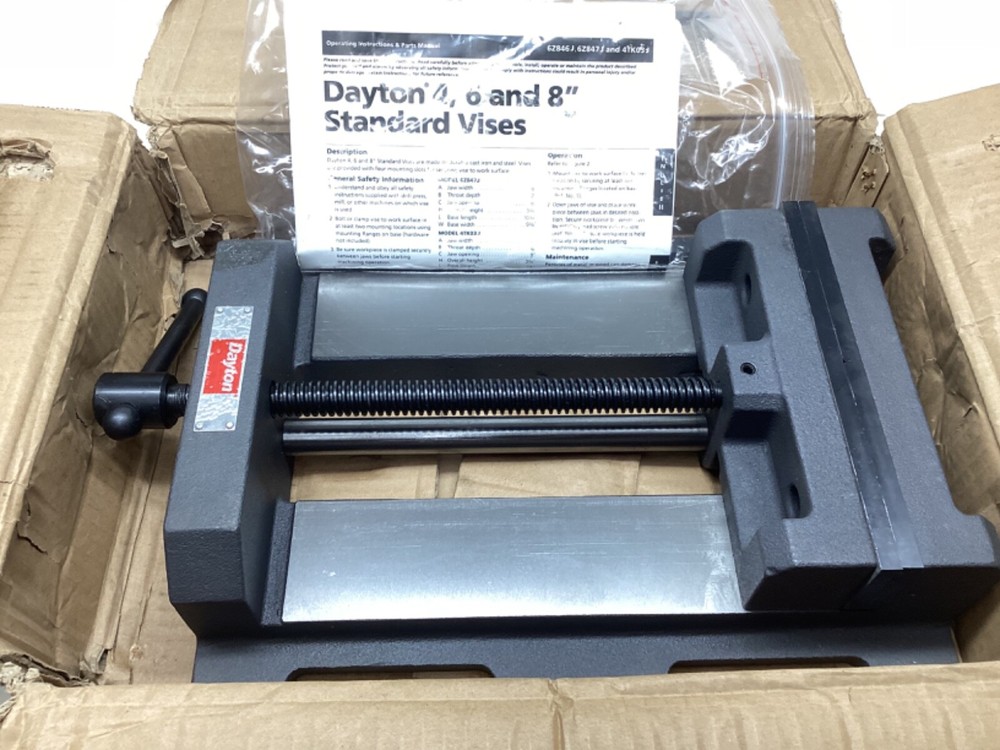 Dayton 4TK03 8" Machine Vise With Fixed Base