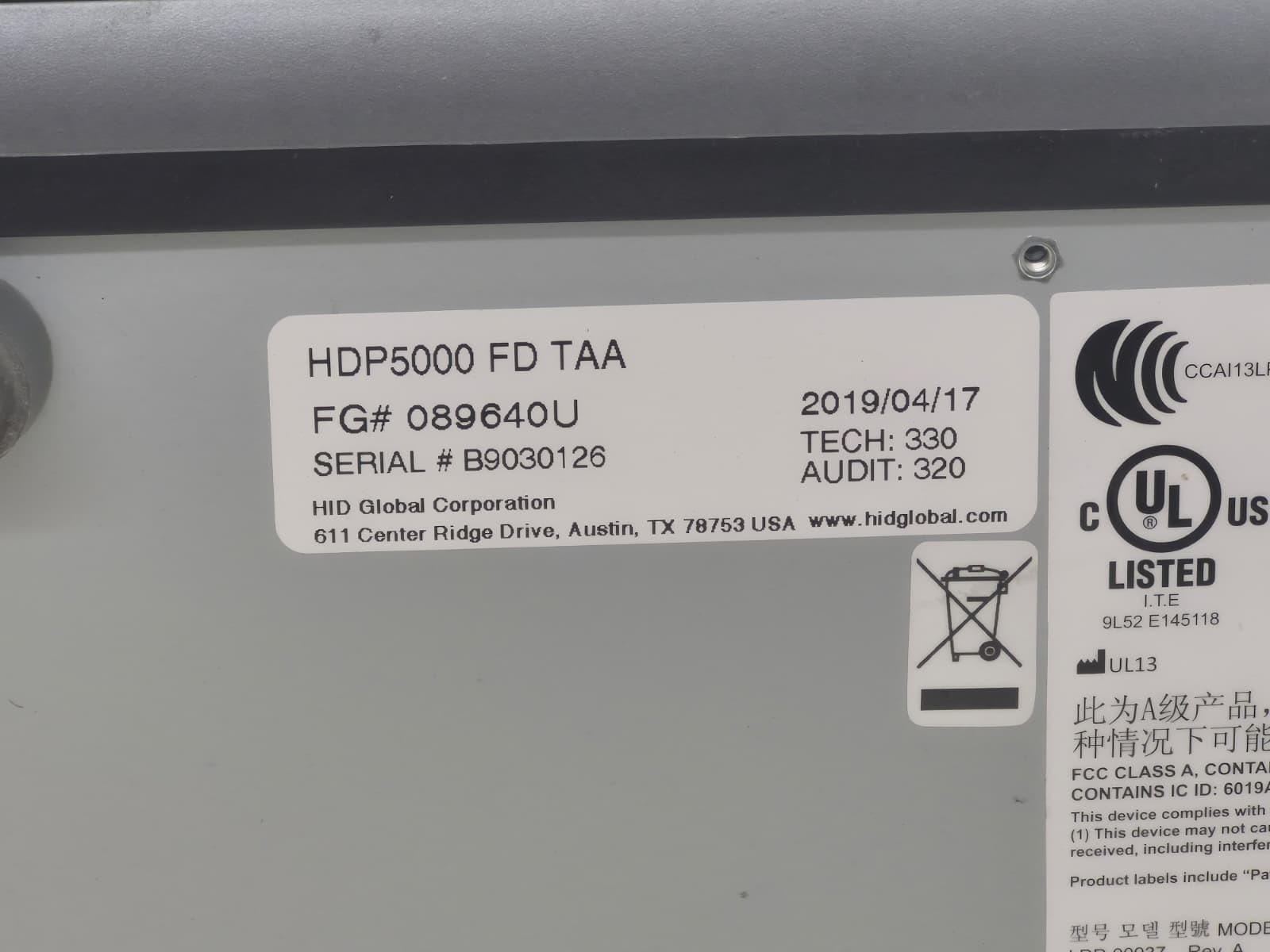 Fargo HDP5000 Lamination & HDP5600 ID Card Printer - For Parts / Repair ONLY