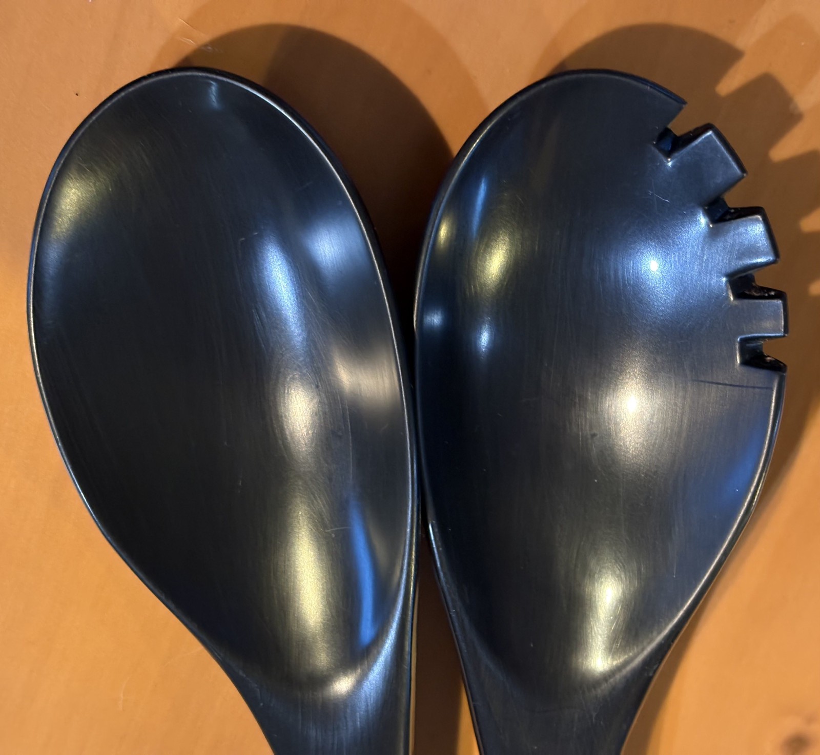 Vtg Intern’l Sterling Silver-Handled Rhapsody Black Plastic Salad Serving Set