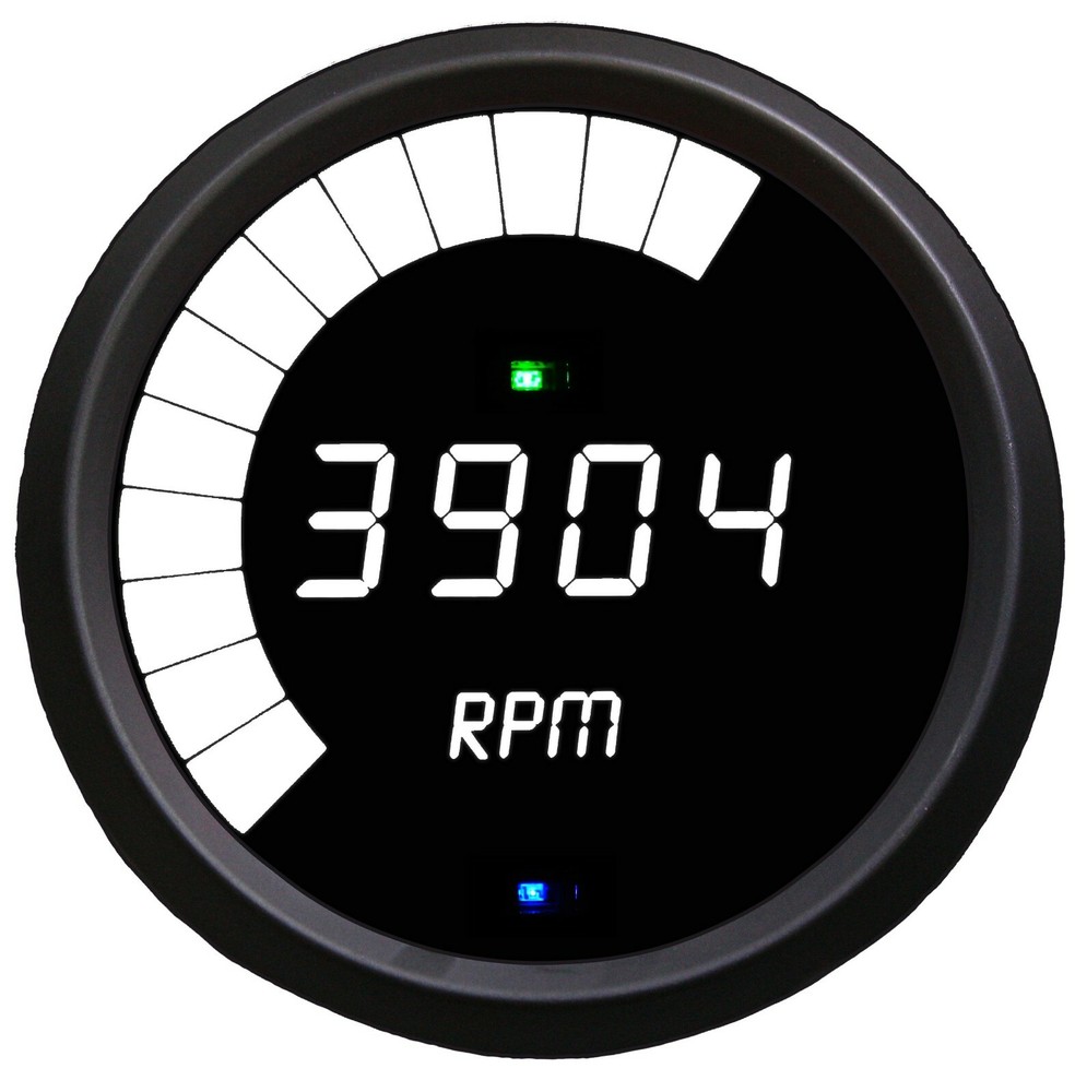 3 3/8" Multi Function Programmable Tachometer White LED Gauge Black Bezel
