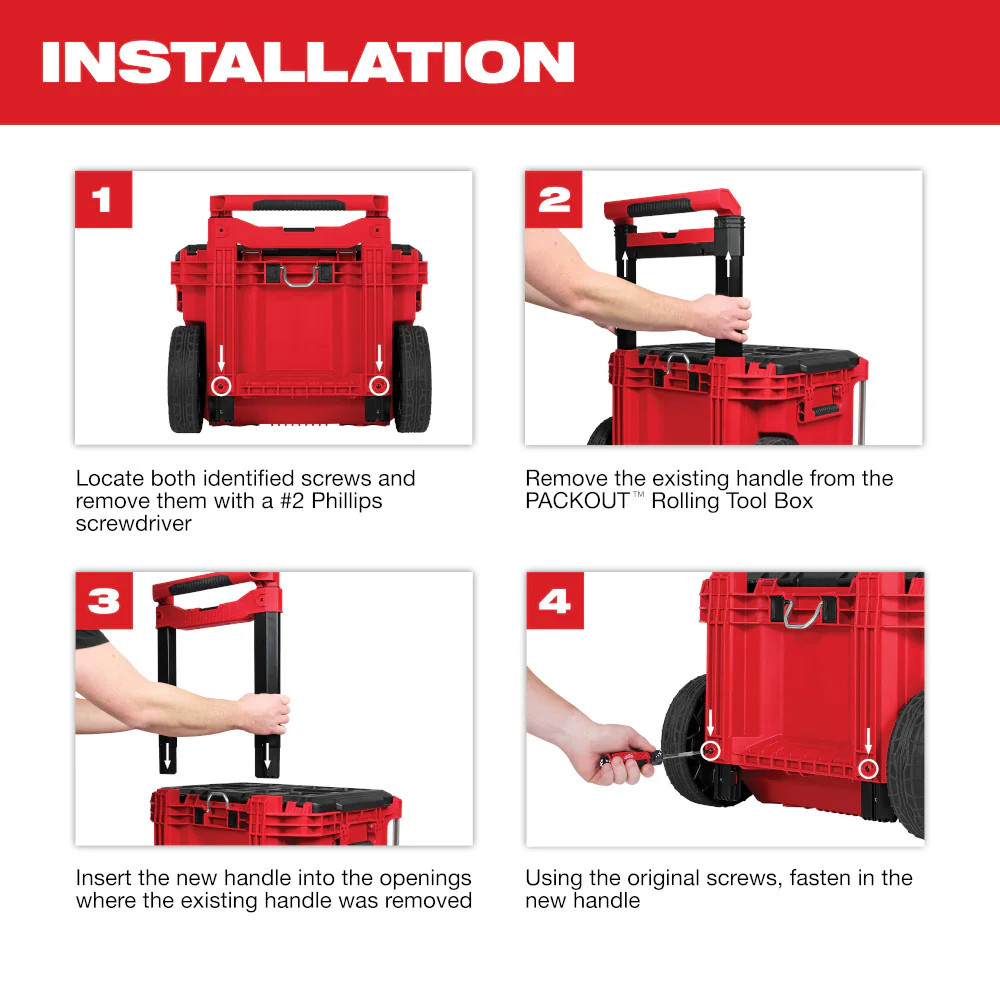 For Milwaukee Tool 48-22-8027 Low-Pro Handle For Packout Rolling Tool Box