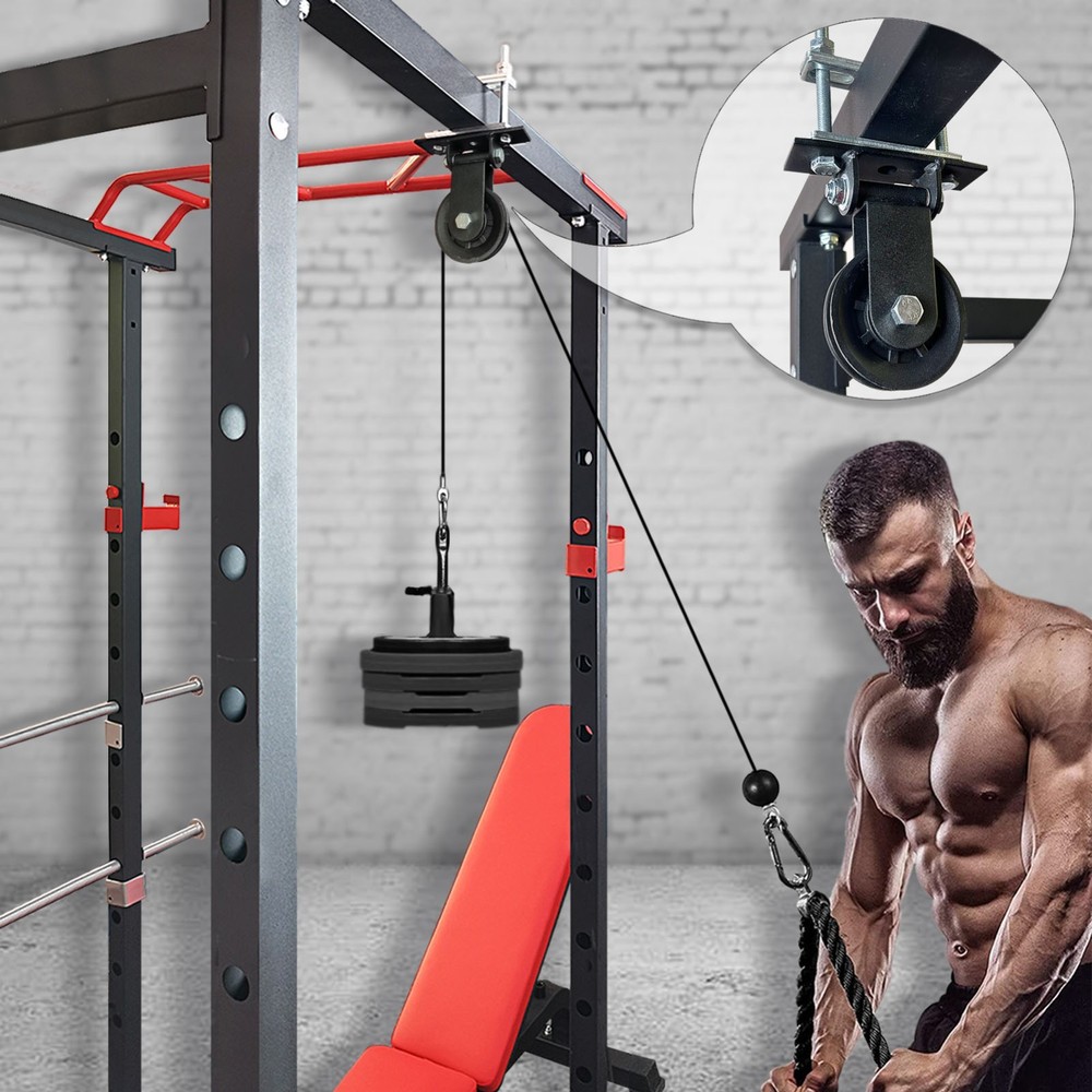 Power Rack Swing Pulley System Attachment LAT Pulldown Machine Cable for Home