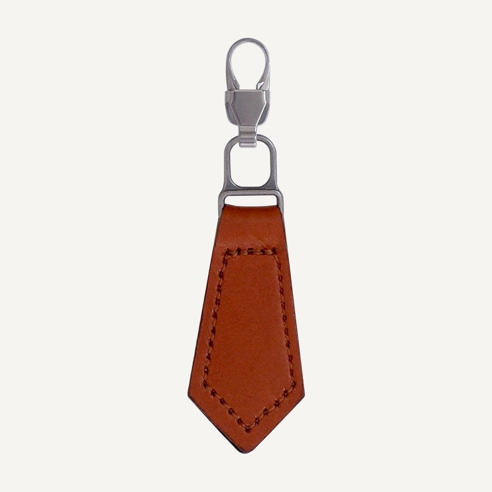 Misasa Genuine Leather Zipper Charm, Brown (1237)