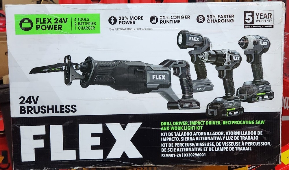 ⭐️NEW⭐️ FLEX 24V Brushless 4-Tool Combo Kit FXM401-2A