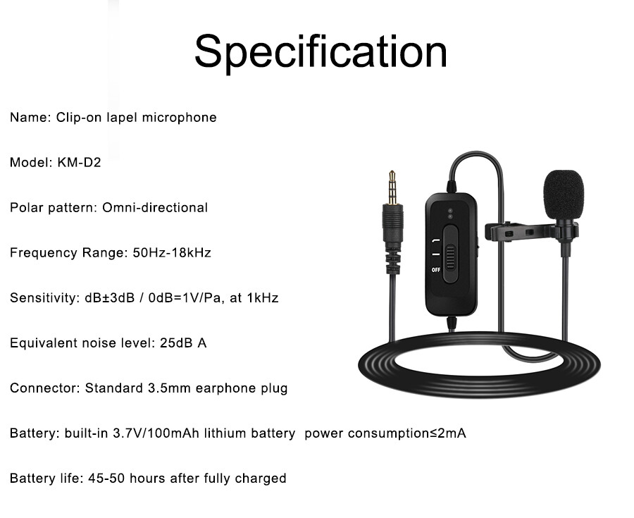 Lavalier Microphone Mamen Professional Mini Lapel Microphone KM-D2