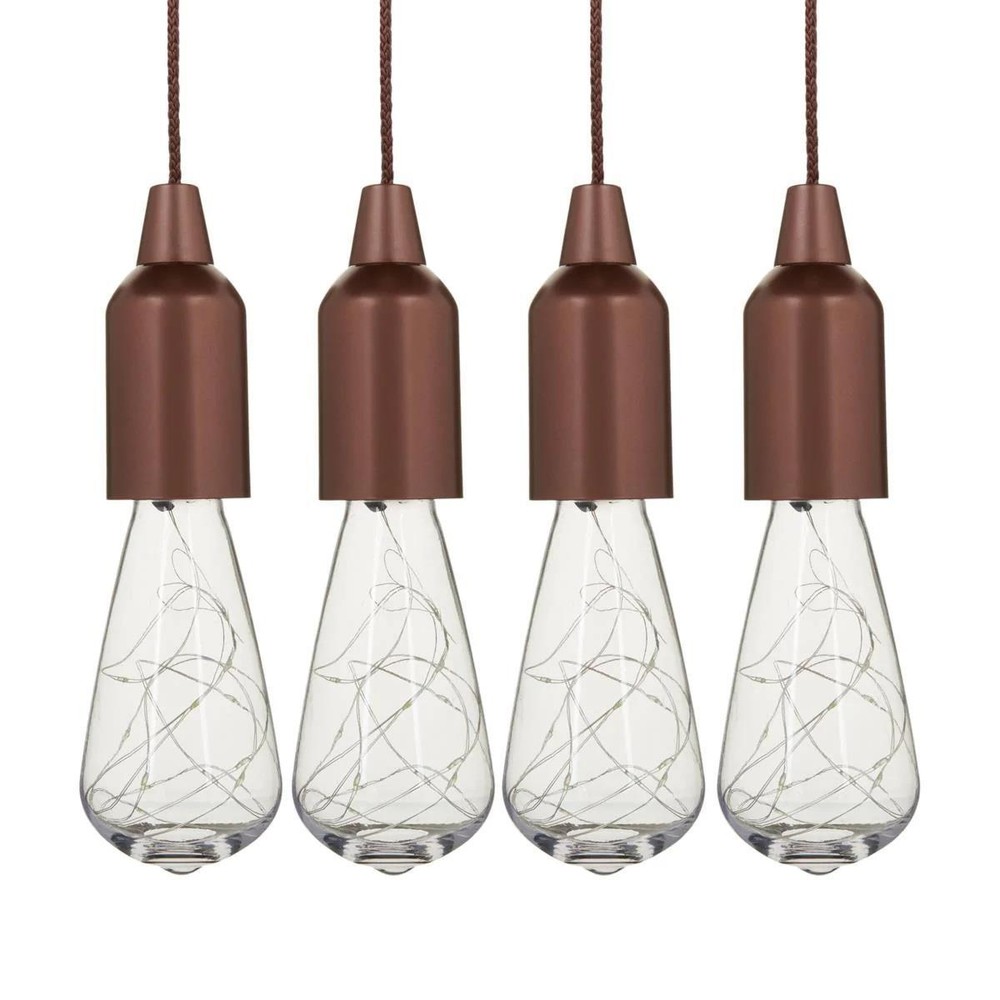 Improvements 4-Pack LED Edison Firefly Fairy Pull Lights w/ Remote, Aged Bronze