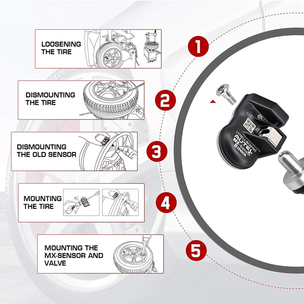 Autel TPMS MX-Sensor 315MHz&433MHz Programmable Tire Pressure Sensor Universal*4