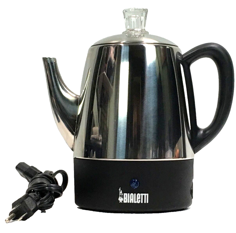Bialetti 4 Cup Coffee Pot Percolator Hot Water Intertek 35009 TESTED