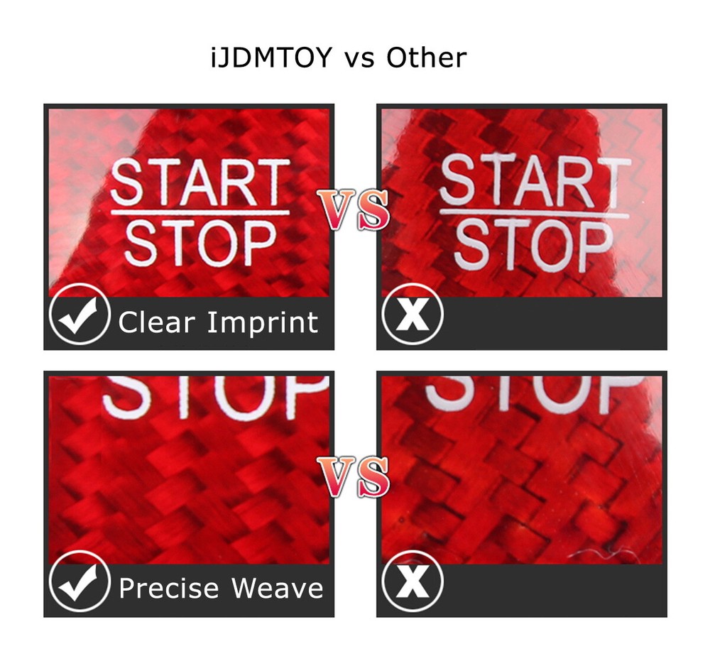 Red CarbonFiber Keyless Engine Push Start Button Cover For Dodge Charger Durango