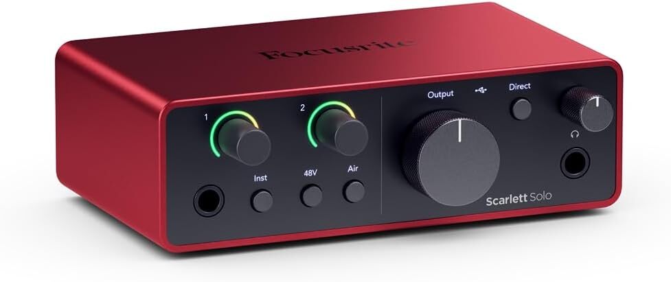 Focusrite Scarlett Solo 4th Gen 2x2 USB Audio Interface Bundle