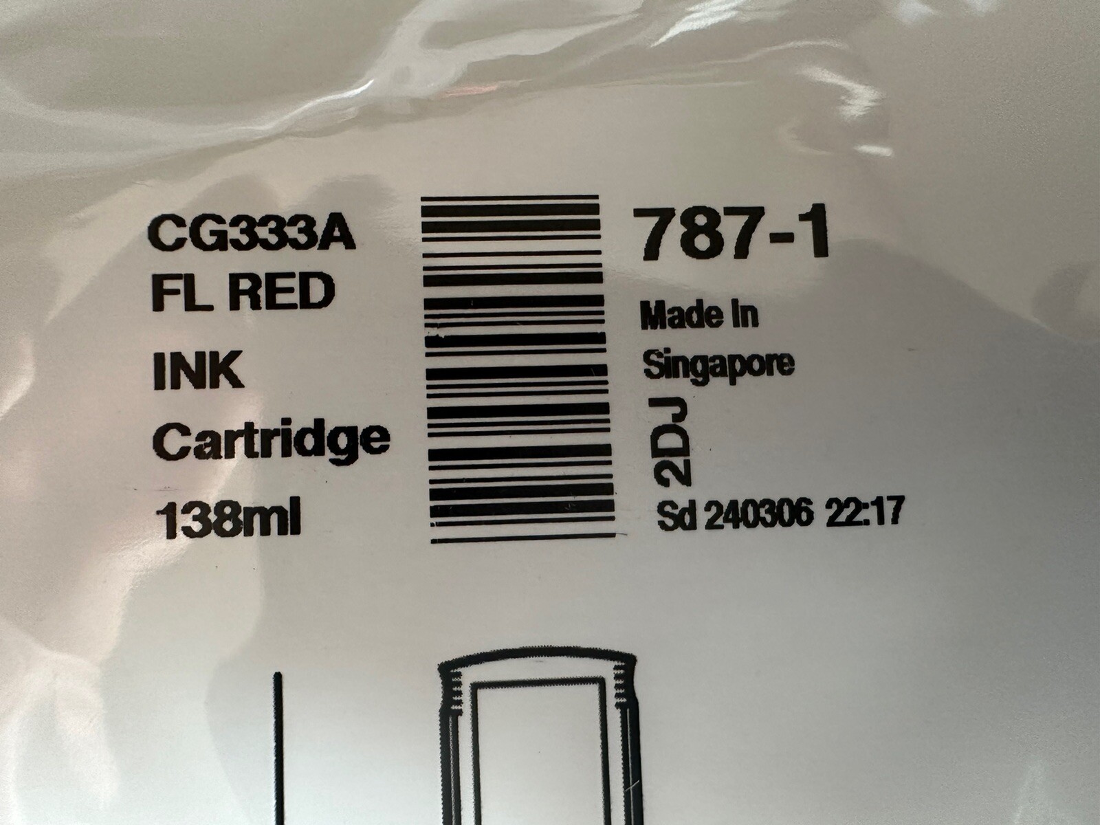 New Genuine Pitney Bowes 787-1 Fluorescent Red Ink Cartridge 138ml CG333A