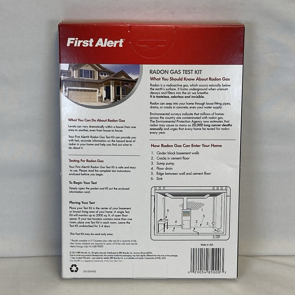 First Alert Radon Gas Test Kit, RD1