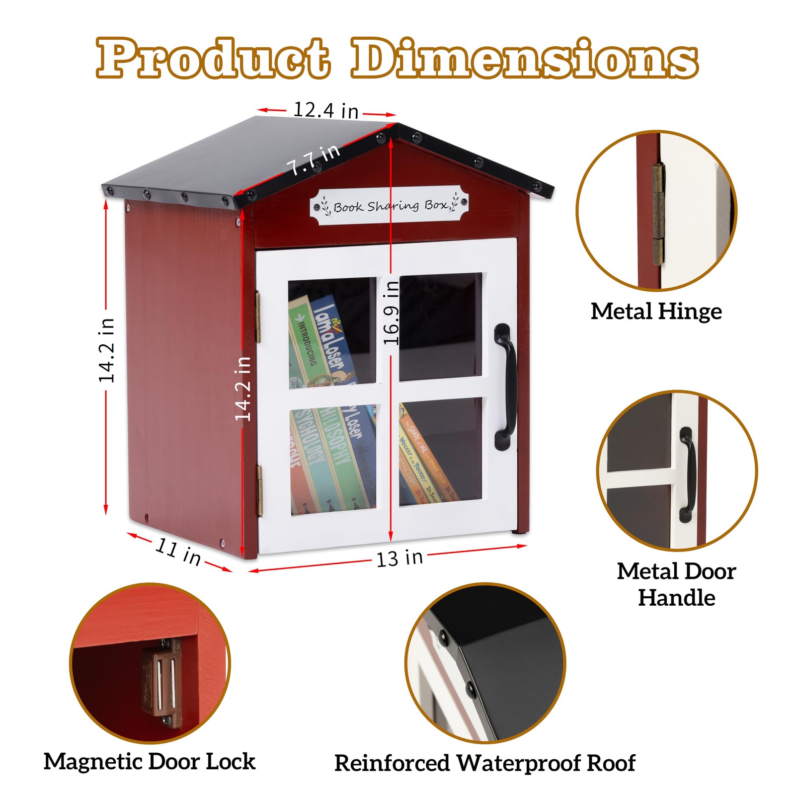 Little Library Box Outdoor: Natural Wood Free Library with Reinforced Waterpr...