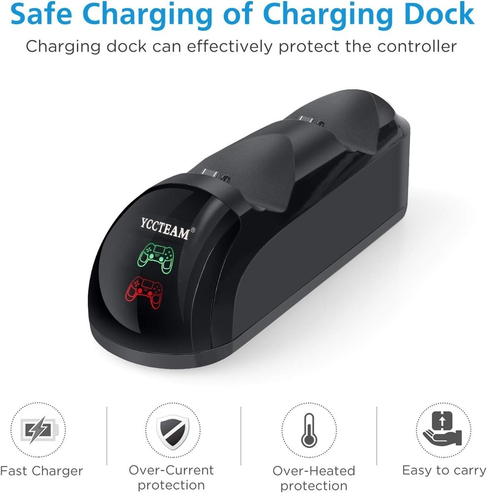 Efficient Dual Charger for PS4 Controllers - Fast Charging with Indicator Lights
