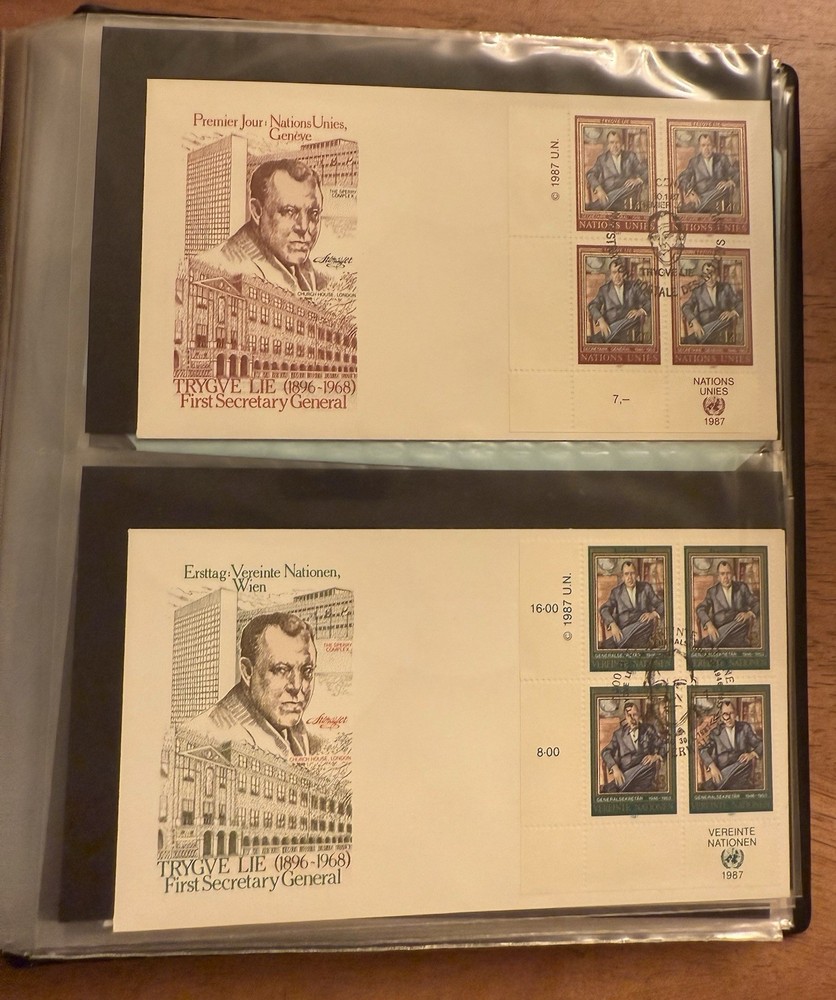 104 Mixed UNITED NATIONS First Day Covers Stamps 1985-1987 W/ Binder. Rare Lot