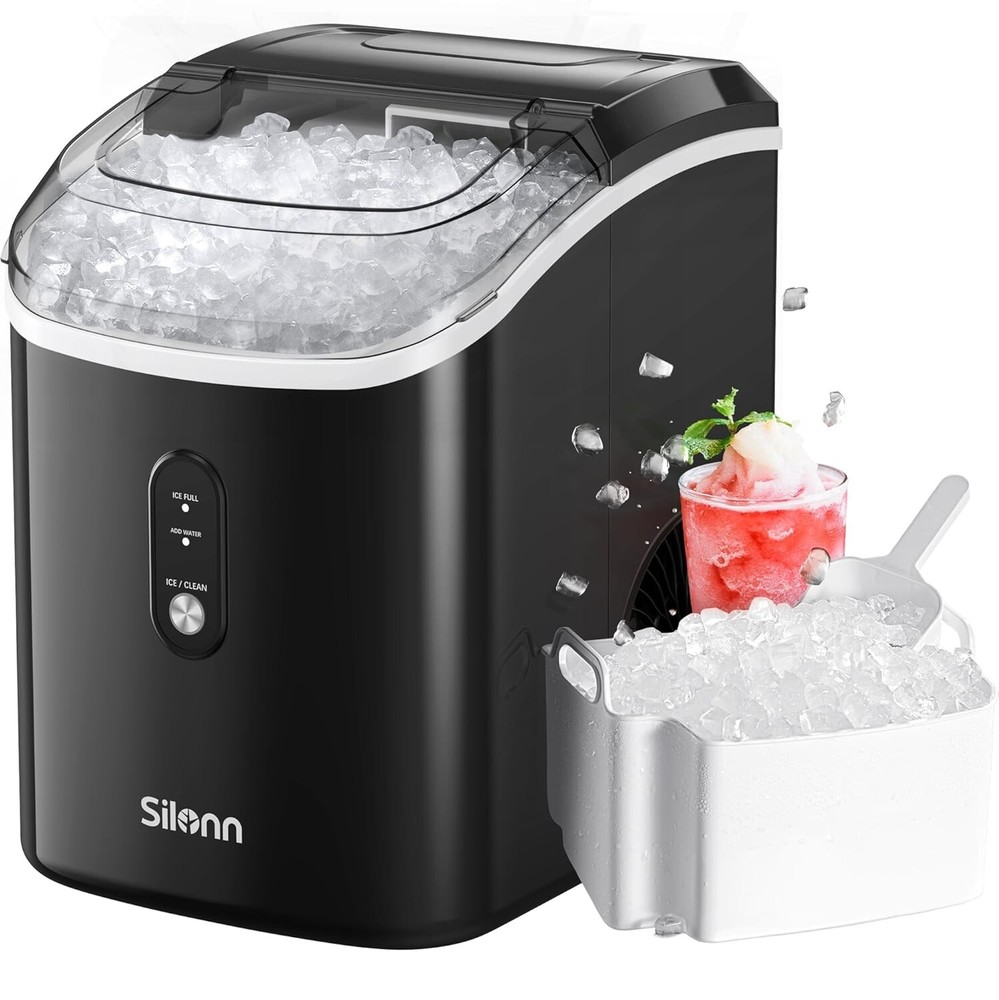 Nugget Ice Maker Countertop, Silonn Chewable Pellet Ice Machine With Function,