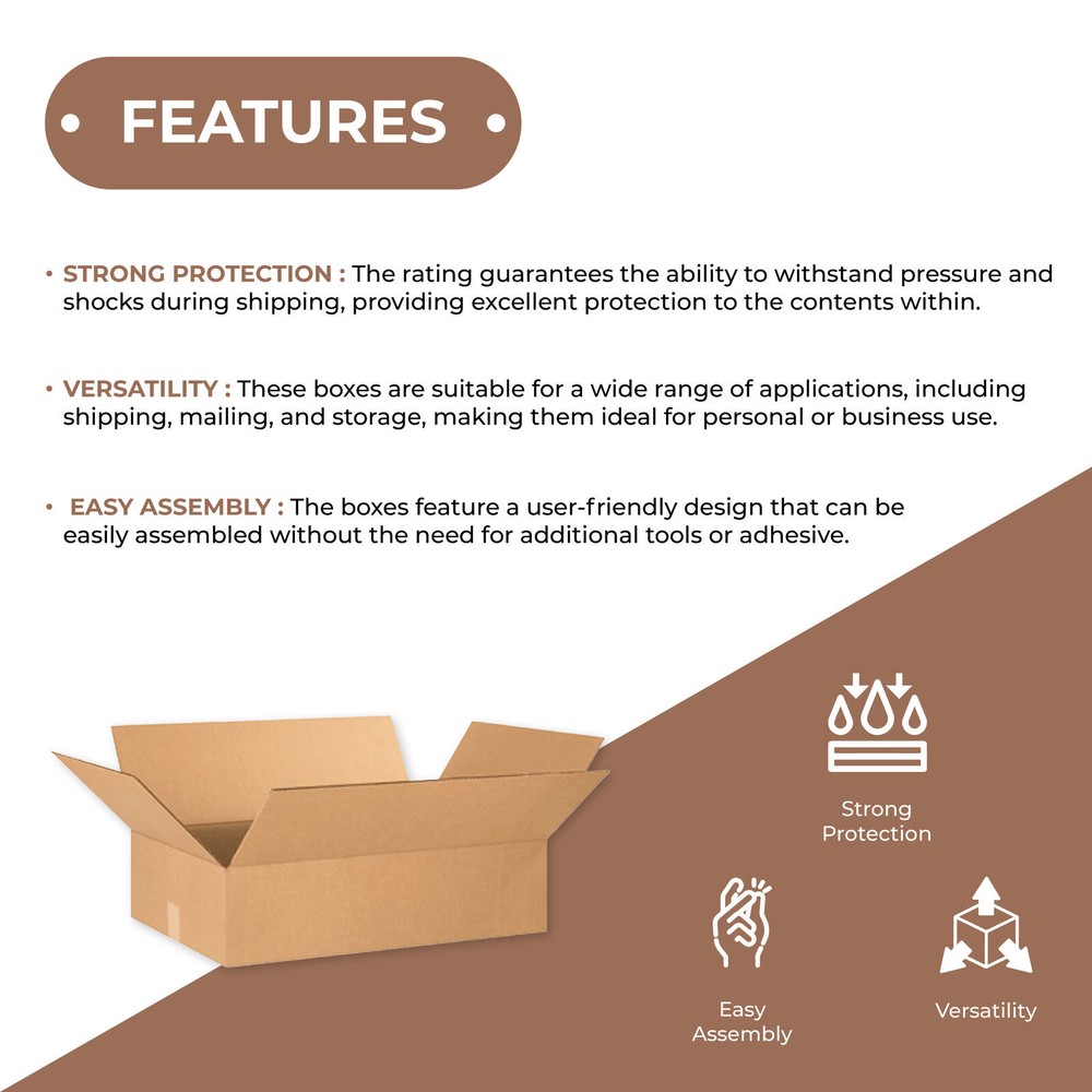 9 x 6 x 2" Flat Corrugated Boxes, Brown 25/Bundle ECT-32