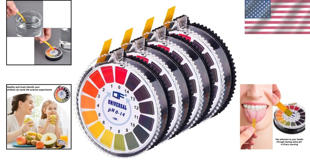 Versatile 4-Pack pH Test Strips Roll - Ideal for Hydroponics, Labs & Education