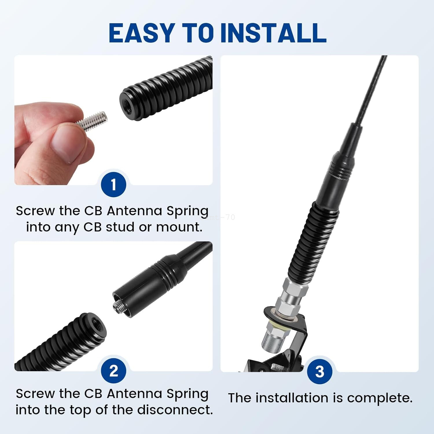 CB Ham Radio Antenna Spring SS3H Stainless Steel 3/8-24 Threads Mount Up to 5Ft