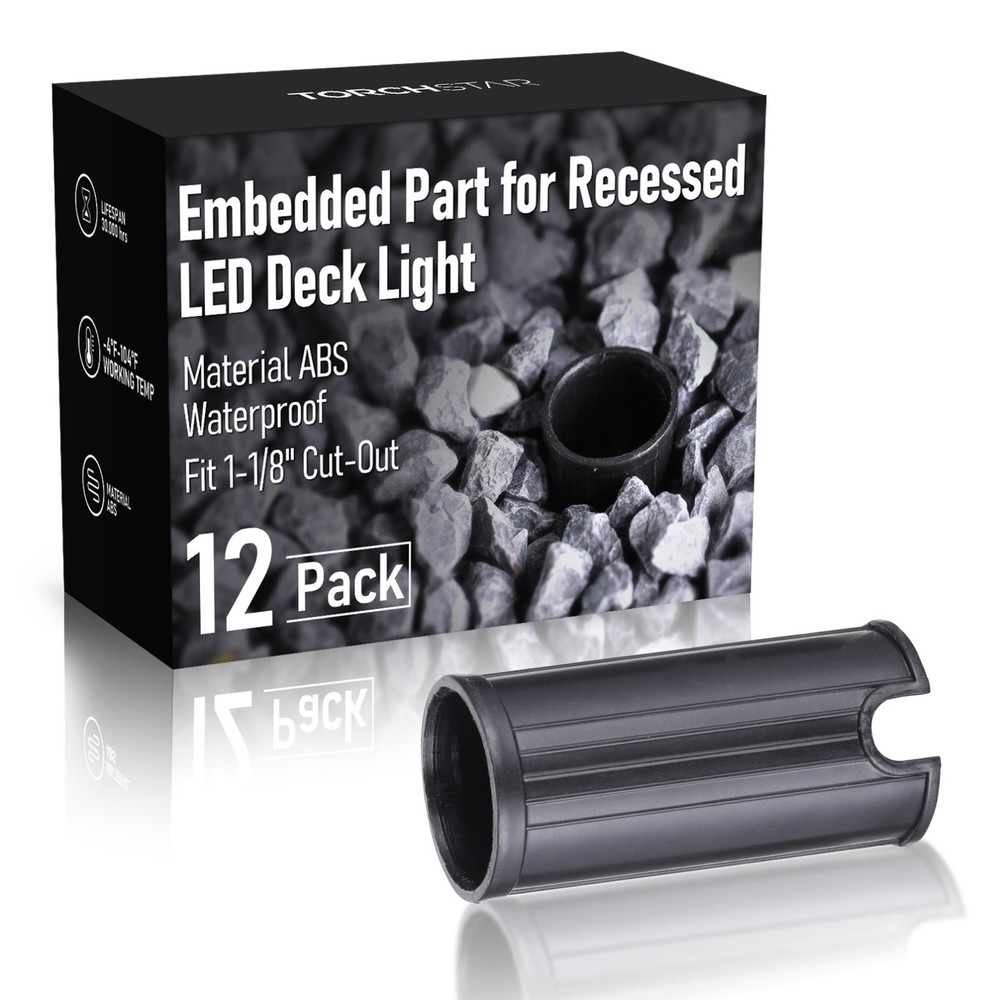 12 Pack Embedded Sleeve for Recessed LED Deck Light, ABS Protective Shell