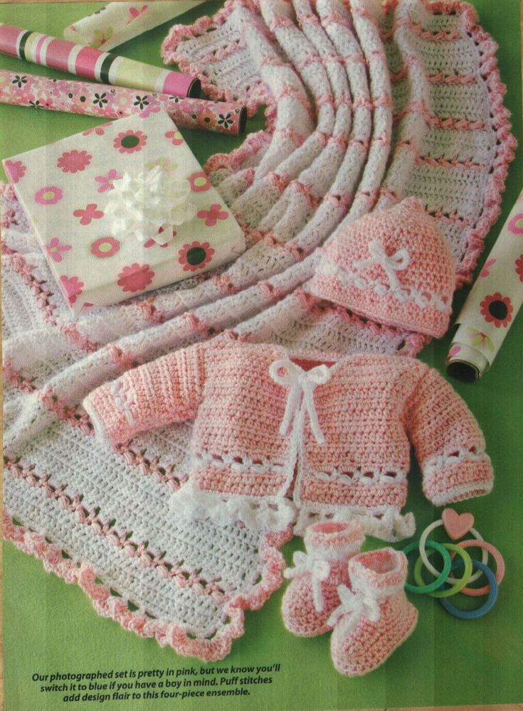 LAST-MINUTE QUICK BABY SET SWEATER HAT BOOTIES CROCHET PATTERN INSTRUCTIONS