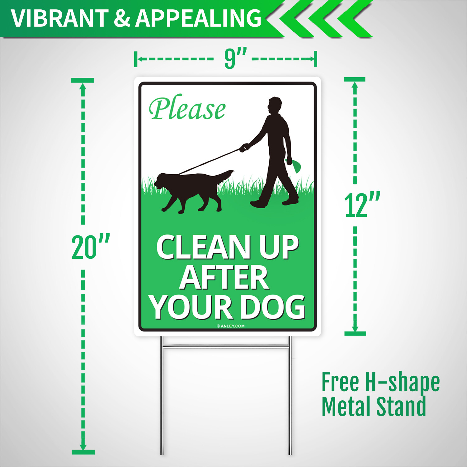 Clean Up After Your Dog Sign Metal Stake Clean Up After Pet Warning Lawn Signs