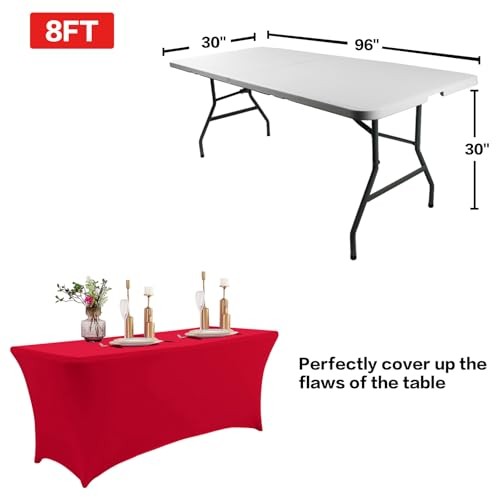 4FT Table Cloth for Rectangular Fitted Events Stretch Table 4 Ft - 1 Pc Red