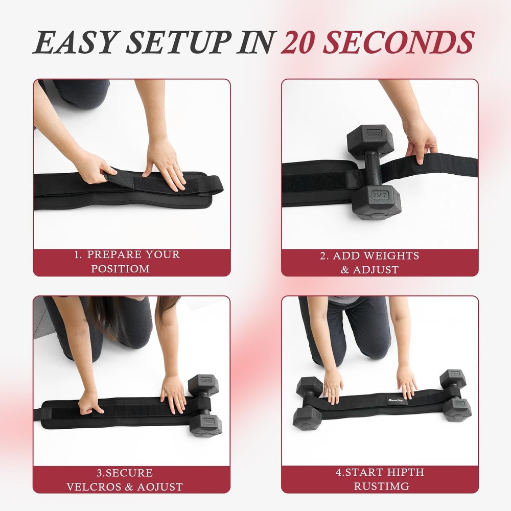 Adjustable Hip Thrust Belt Slip-Resistant Padding Booty Belts for Glutes - Fi...