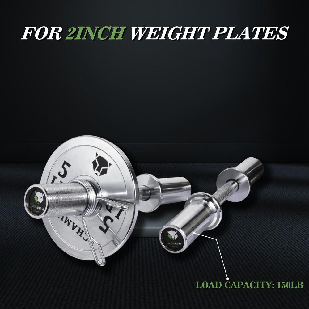 16" Olympic Dumbbell Handle Pair - Solid Adjustable Dumbbell Bars With Spring...